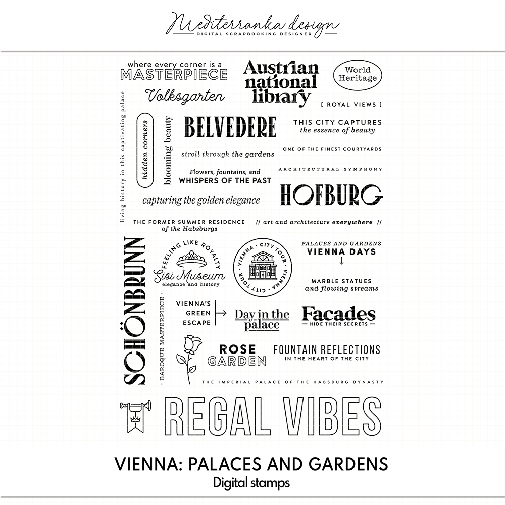 digital stamps fpr scrapbooking and travelers notebook vienna