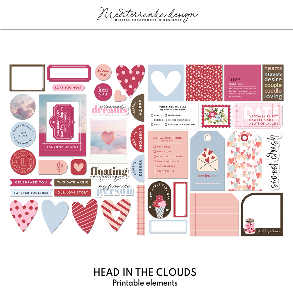 printable elements for romance and love scrapbooking Head in the clouds