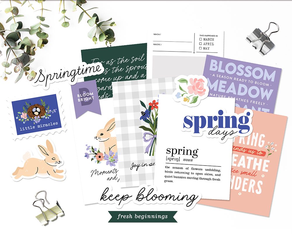 Spring intentions digital pocket life kit for creative journaling and seasonal planning
