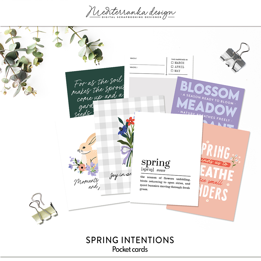 spring digital scrapbooking journaling cards for creative journaling and seasonal planning