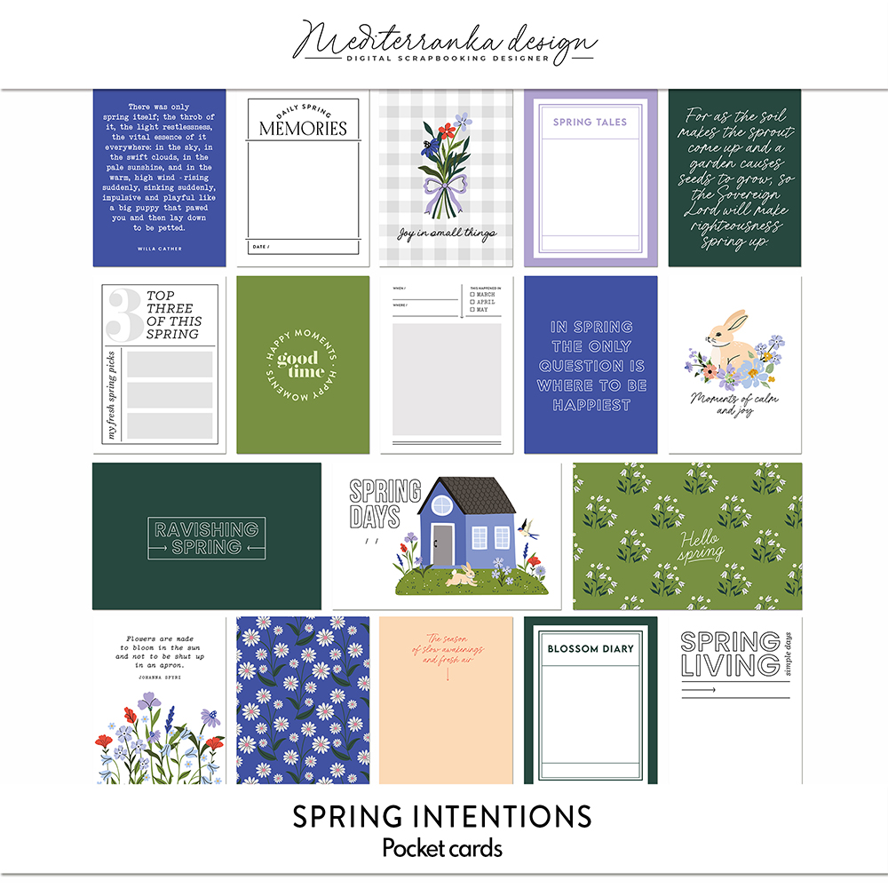 spring digital scrapbooking journaling cards for creative journaling and seasonal planning