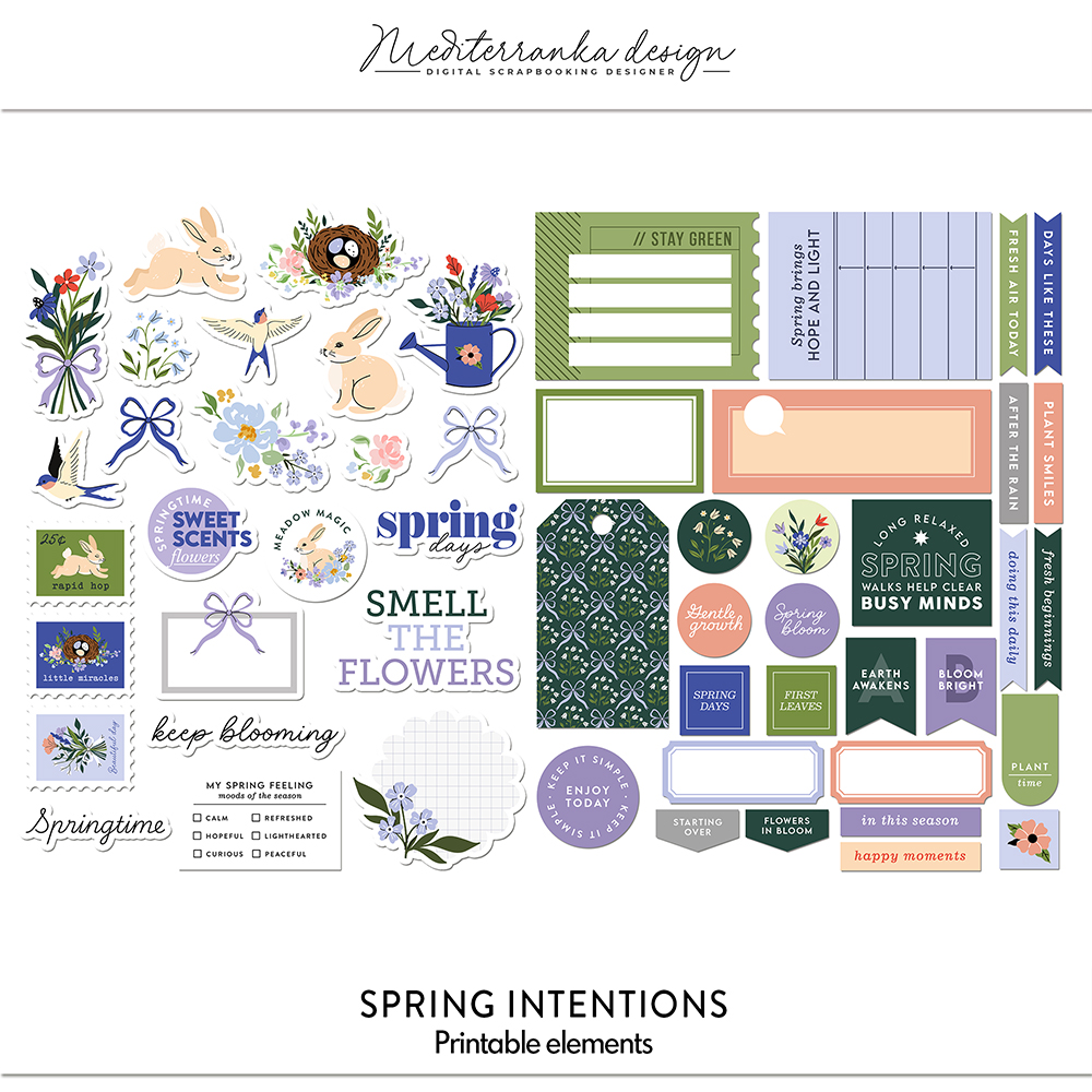spring printable elements for creative journaling and seasonal planning