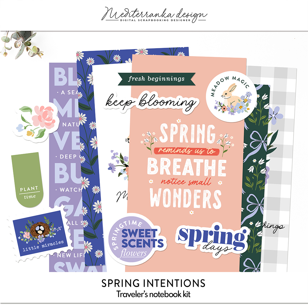 spring digital travelers notebook kit for creative journaling and seasonal planning