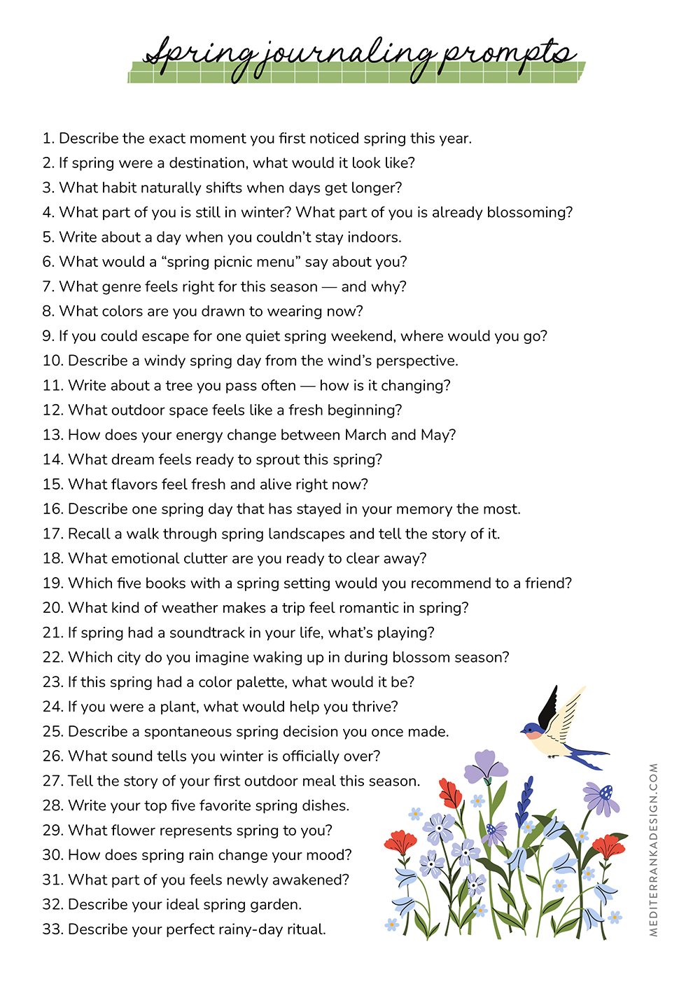 spring journaling prompts for planner scarpbooking and memory keeping