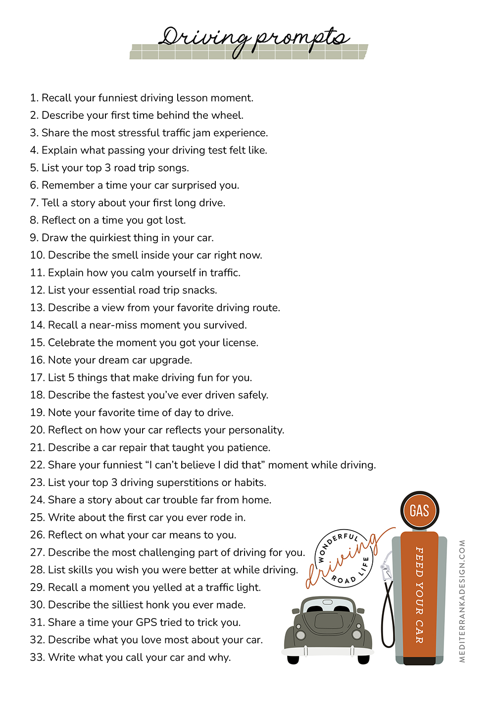 journaling prompts driver story ideas