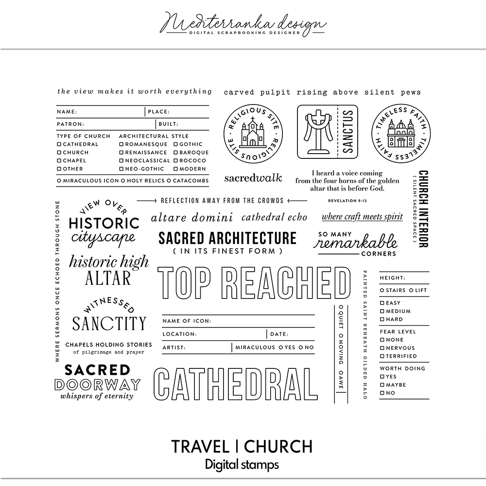Travel church digital stamps