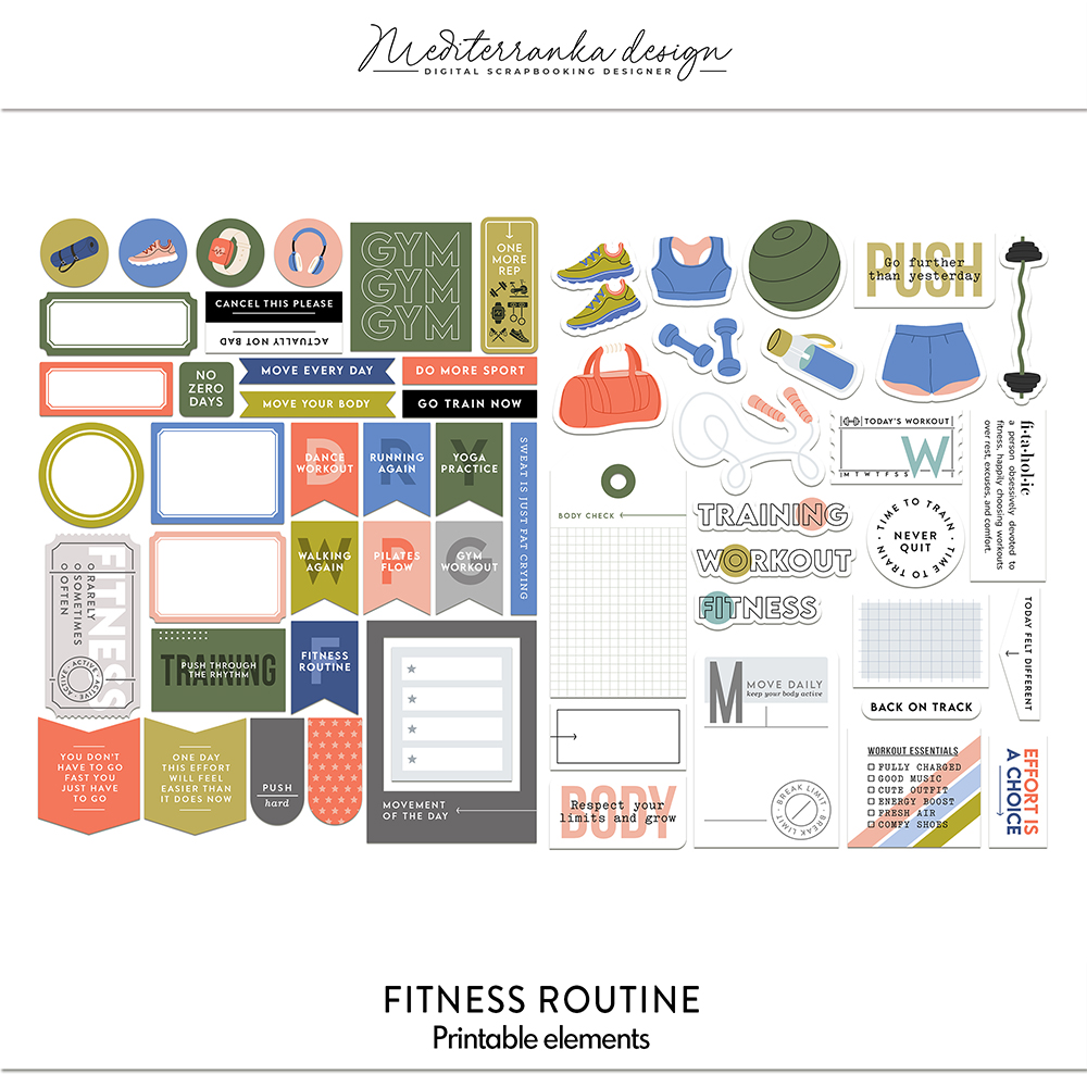 fitness routine printable elements