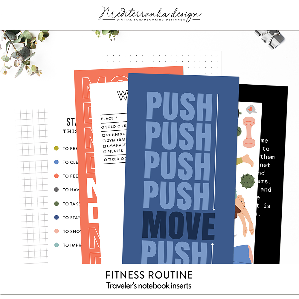 fitness routine traveler's notebook inserts