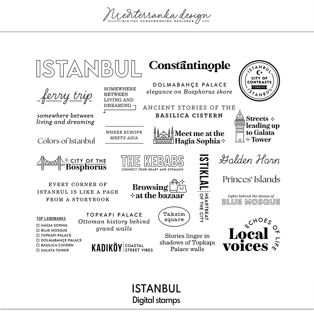 digital scrapbooking travel stamps istanbul turkey
