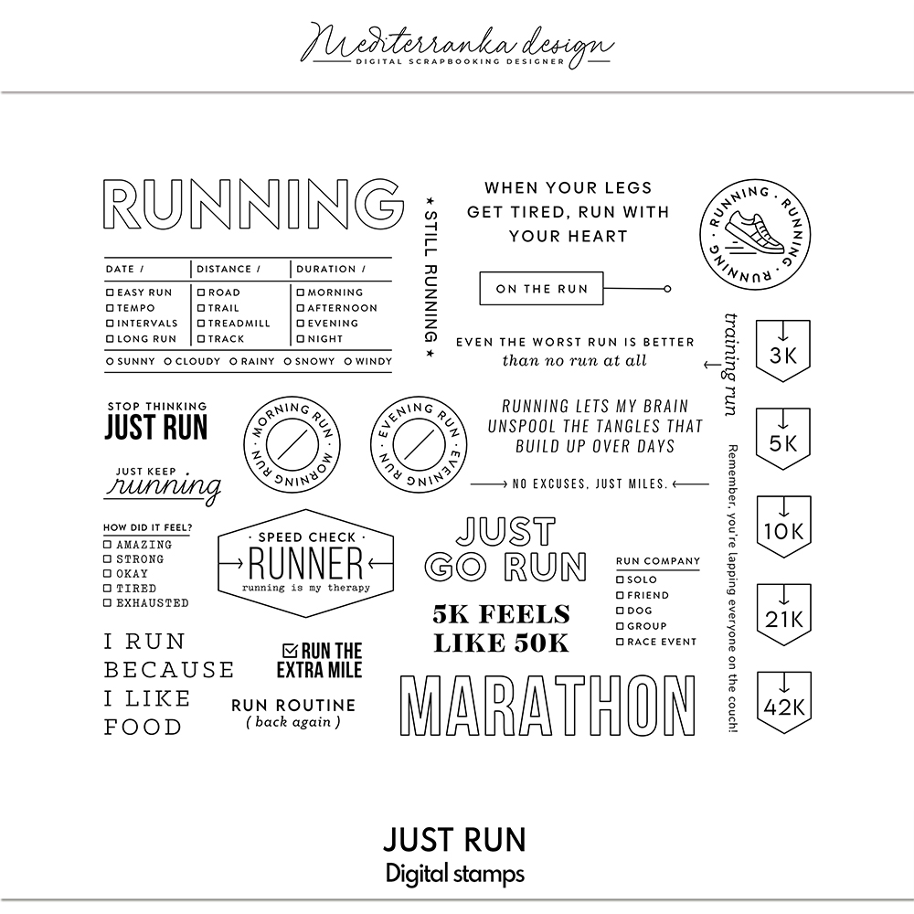 just run sport digital stamps for scrapbooking