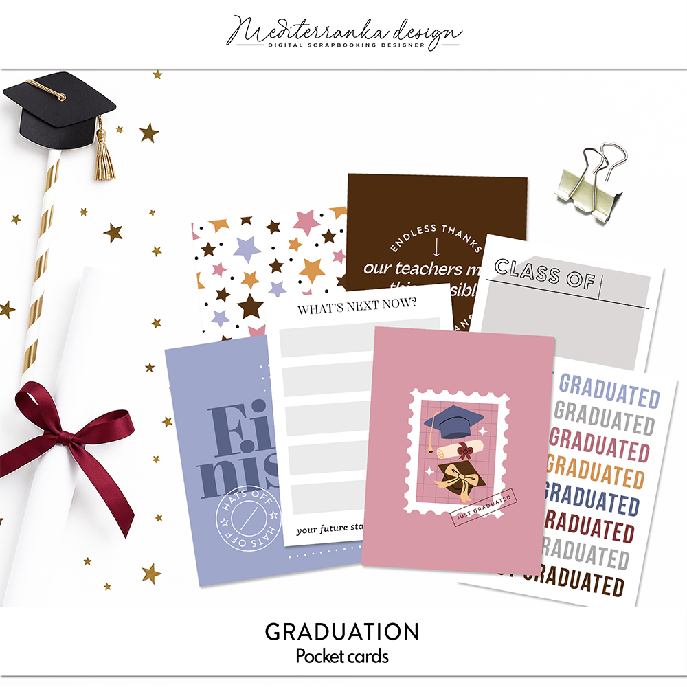 graduation digital scrapbooking pocket cards