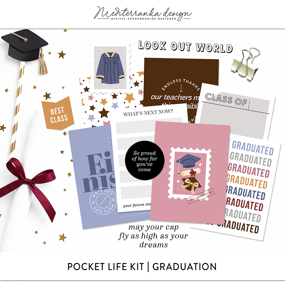 graduation digital scrapbooking pocket life kit