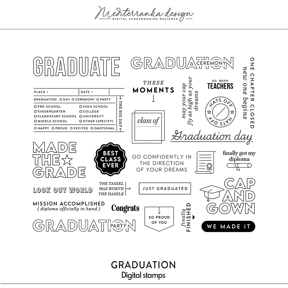 graduation scrapbooking digital stamps