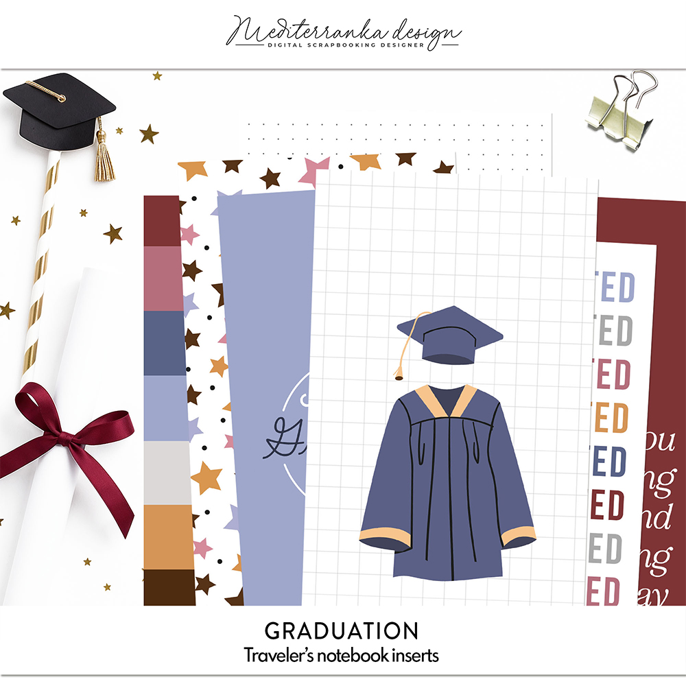 graduation digital scrapbooking traveler's notebook inserts