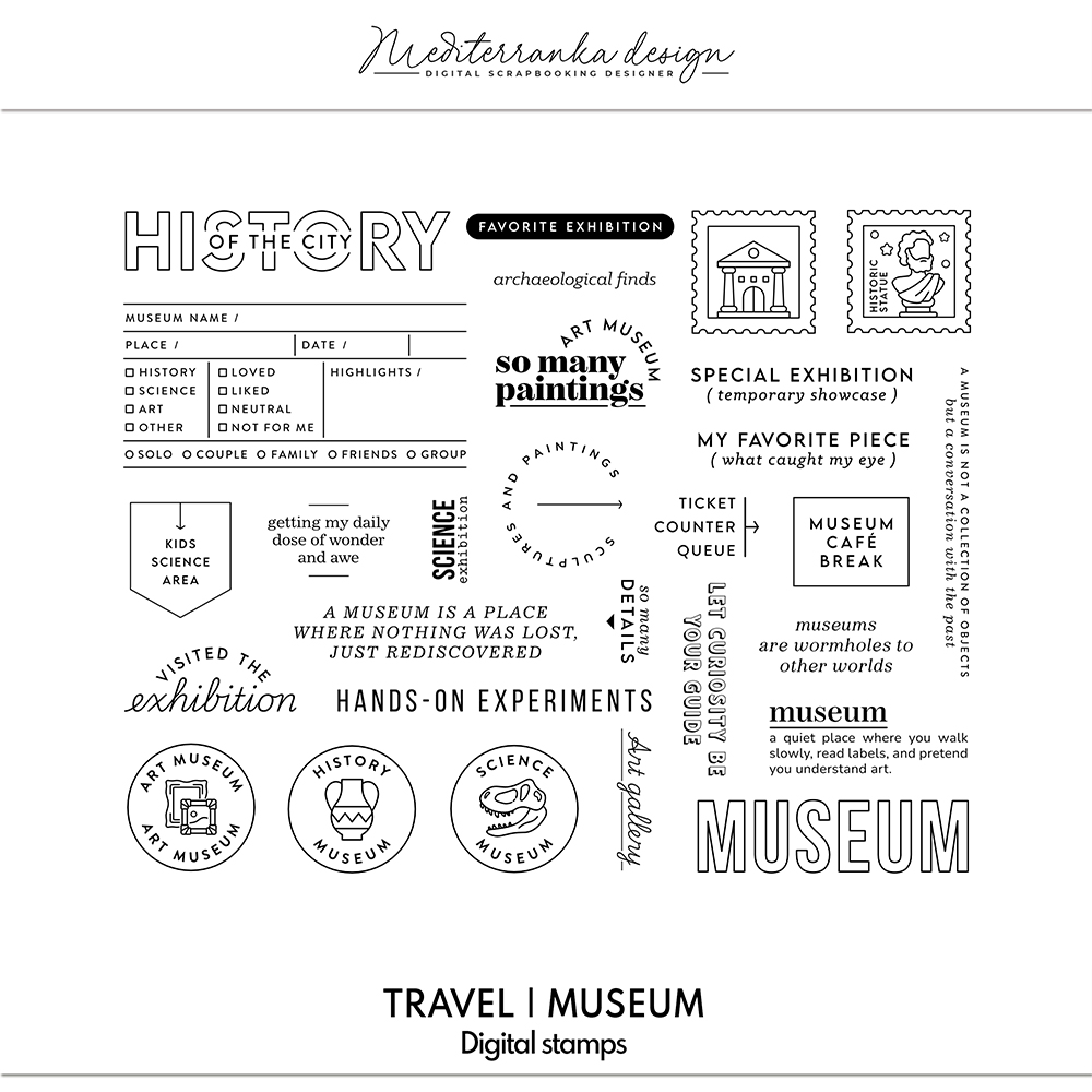 Travel museum digital stamps
